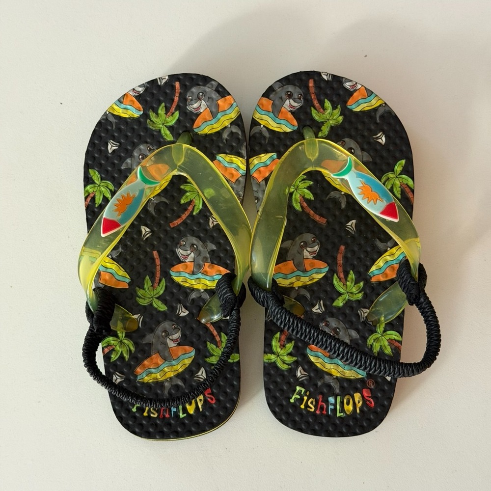 FishFlops Toddlers Sandals  Black/Orange/Green Size‎ 7/8